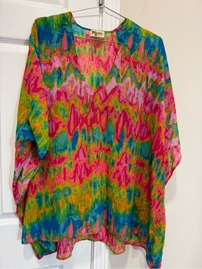 Show Me Your Mumu Peta Tunic Rainbow Tie Dye Kaftan Boho Festival Cover Up S